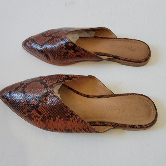 Madewell The Emilia Mule in Snake Embossed Leather Women's Sz 8 Pointy Toed - Picture 4 of 11